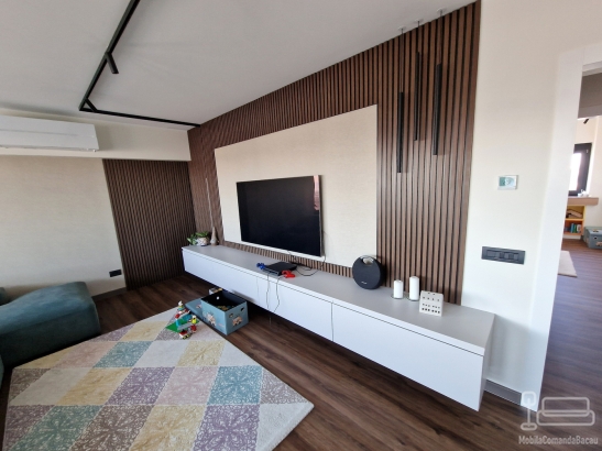 Mobilier pentru living cu riflaje, din MDF