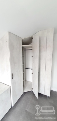 Mobilier dormitor pentru copil – dressing pe colț, birou pe colț, pat tapițat și noptieră | Montaj în Bacău