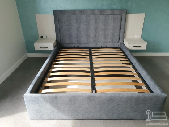 Pat tapitat cu somieră rabatabilă 160×200 – depozitare generoasă și confort, montaj în Bacău