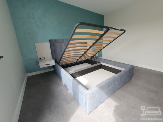 Pat tapitat cu somieră rabatabilă 160×200 – depozitare generoasă și confort, montaj în Bacău