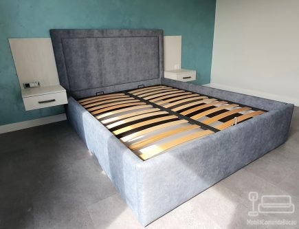 Pat tapitat cu somieră rabatabilă 160×200 – depozitare generoasă și confort, montaj în Bacău