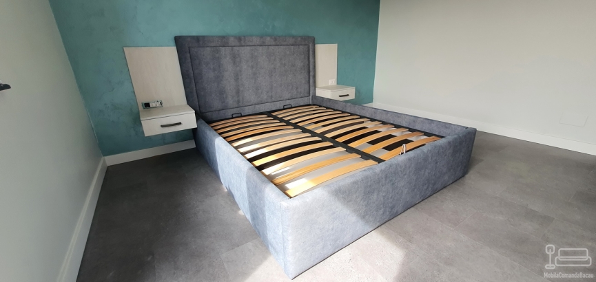 Pat tapitat cu somieră rabatabilă 160×200 – depozitare generoasă și confort, montaj în Bacău