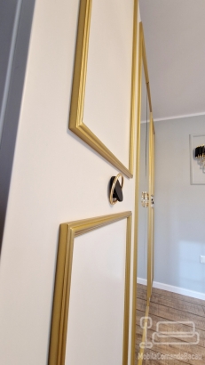 Mobilier dormitor din lemn cu pat tapițat și dulap 2100×600×2100 mm – Bacău