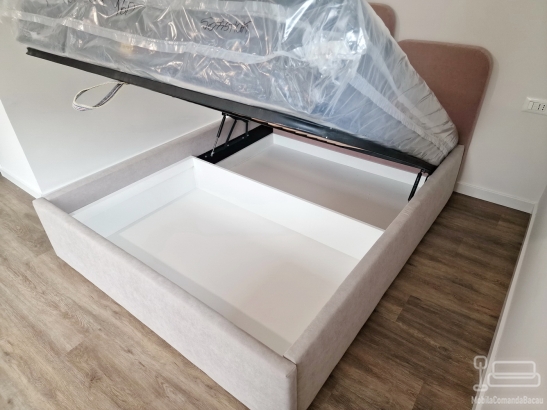 Pat tapitat 160×200 cu somieră rabatabilă și ladă de depozitare – montaj în județul Bacău