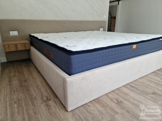 Pat tapitat cu somieră rabatabilă 200×180 cm – depozitare XXL, confort premium