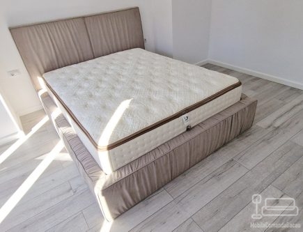 Pat tapitat cu somieră rabatabilă 200×160 cm – spațiu ascuns pentru depozitare