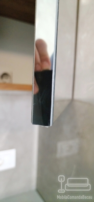 Mobilier de baie din MDF furniruit, cu fronturi Rauvisio Crystal și sertare Blum soft-close