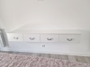 Mobilier dormitor mdf – pat tapițat cu somieră rabatabilă, dulap 4 uși și zonă de machiaj led