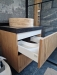 Mobilier baie din MDF furniruit cu blat din quartz – feronerie Blum, Bacău