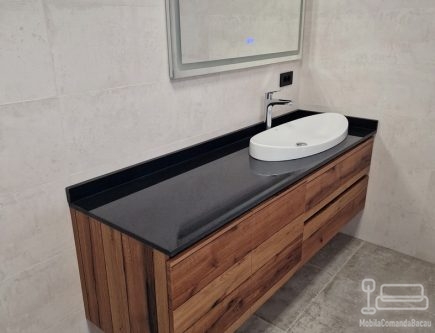 Mobilier pentru baie din MDF furniruit cu cant laser și blat din quartz, 1,8 m – Bacău