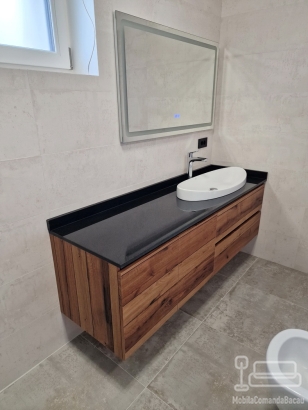 Mobilier pentru baie din MDF furniruit cu cant laser și blat din quartz, 1,8 m – Bacău