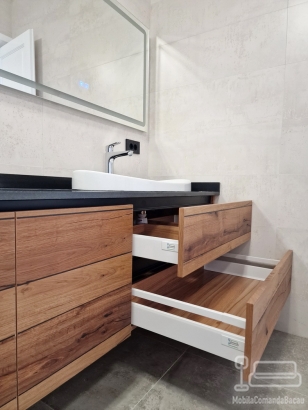 Mobilier pentru baie din MDF furniruit cu cant laser și blat din quartz, 1,8 m – Bacău