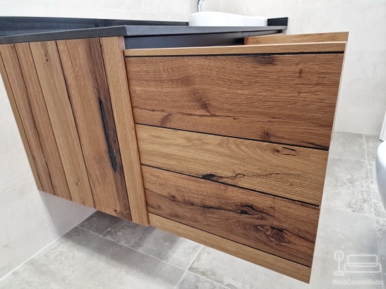 Mobilier pentru baie din MDF furniruit cu cant laser și blat din quartz, 1,8 m – Bacău