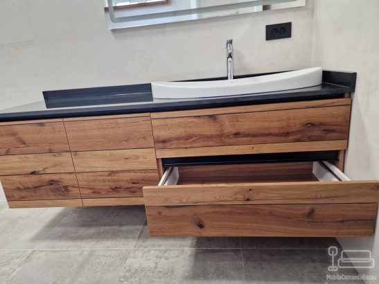Mobilier pentru baie din MDF furniruit cu cant laser și blat din quartz, 1,8 m – Bacău