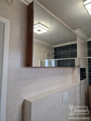 Mobilier pentru baie din MDF furniruit cu cant laser și blat din quartz, 1,8 m – Bacău
