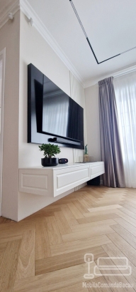 Mobilier living din MDF vopsit cu riflaje – 2200 mm, feronerie Blum