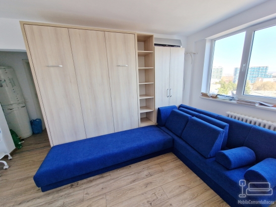 Ansamblu Pat Rabatabil cu Canapea tip coltar