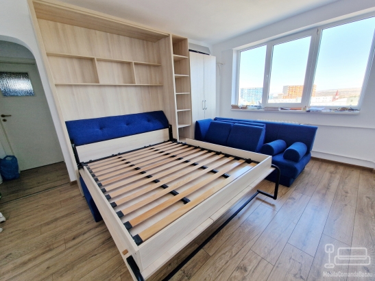 Ansamblu Pat Rabatabil cu Canapea tip coltar
