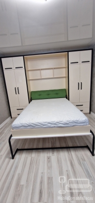 Ansamblu Pat Rabatabil cu Canapea din mdf lucios