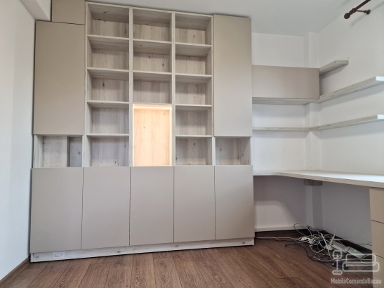 Mobilier pentru cameră de birou din PAL melaminat, cu feronerie Blum și iluminat LED Hafele 3 mm