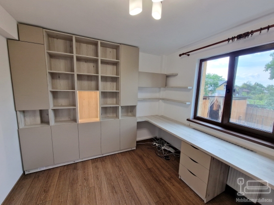 Mobilier pentru cameră de birou din PAL melaminat, cu feronerie Blum și iluminat LED Hafele 3 mm