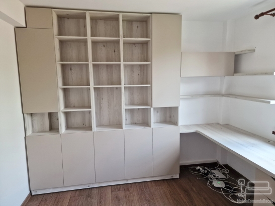 Mobilier pentru cameră de birou din PAL melaminat, cu feronerie Blum și iluminat LED Hafele 3 mm