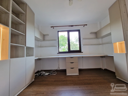 Mobilier pentru cameră de birou din PAL melaminat, cu feronerie Blum și iluminat LED Hafele 3 mm