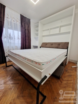 Pat rabatabil cu canapea și birou lateral, realizat pe comandă în Bacău