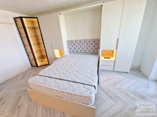 Pat rabatabil electric cu canapea într-un ansamblu de living la comandă, Roman (Neamț)