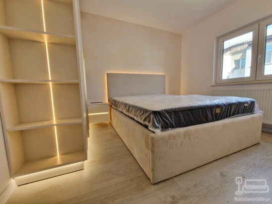 Mobilier dormitor matrimonial la comandă cu pat cu somieră rabatabilă, Bacău