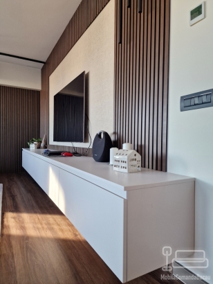 Mobilier pentru living cu riflaje, din MDF