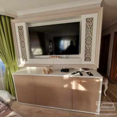 Mobila de living din lemn si MDF
