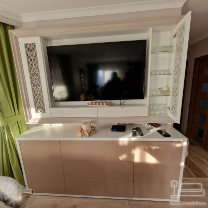 Mobila de living din lemn si MDF