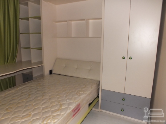 Dormitor pentru copii alb cu Pat Rabatabil D 062