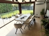 Mobilier pentru terasă din PAL și MDF vopsit, cu jardiniere și corp pentru frigider