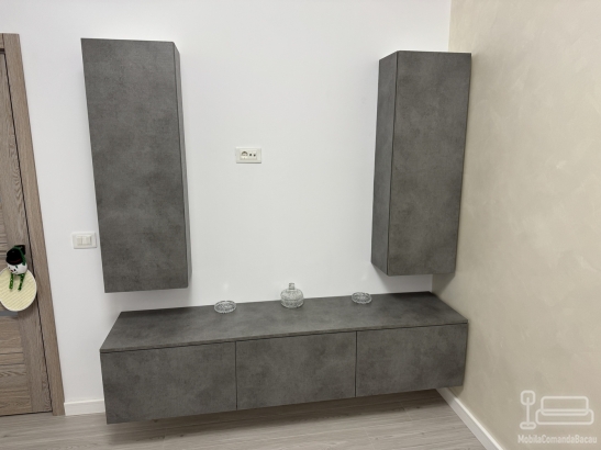 Mobilier living din MDF – ansamblu suspendat cu feronerie Blum (1900 mm), Bacău