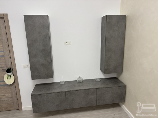 Mobilier living din MDF – ansamblu suspendat cu feronerie Blum (1900 mm), Bacău