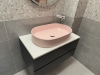 Mobilier baie din MDF vopsit cu blat din Quartz – set cu corp lavoar 700×450×500 mm și dulap înalt pentru mașina de spălat 850×650×2650 mm