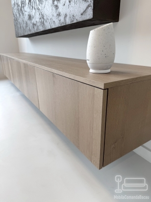 Mobilier living suspendat din mdf furniruit, 2800 mm – balamale pacta cu amortizare
