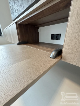 Mobilier living suspendat din mdf furniruit, 2800 mm – balamale pacta cu amortizare
