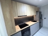 Mobilier bucătărie 3500 mm din pal melaminat – gola negru, feronerie blum, bandă led