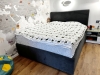 Mobilier dormitor pentru copil din MDF vopsit, cu pat tapițat și iluminare LED