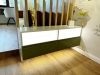 Mobilier dormitor pentru copil din MDF vopsit, cu pat tapițat și iluminare LED