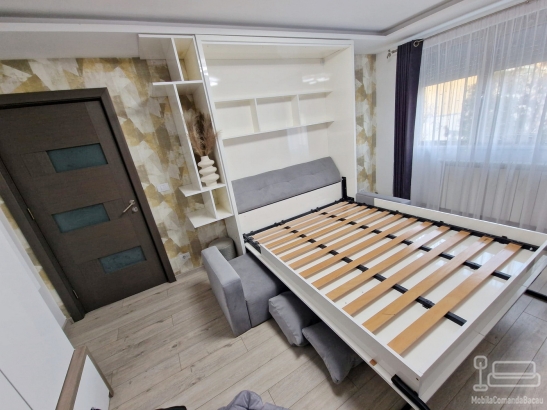 Ansamblu mobilier cu pat rabatabil si canapea