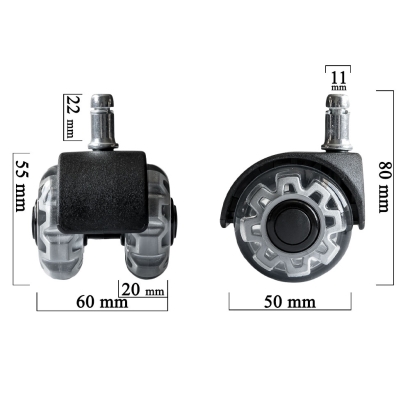 Role duble silicon gri pentru scaune de birou
