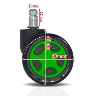 Set 5 roti gumate pentru scaune gaming – Verde