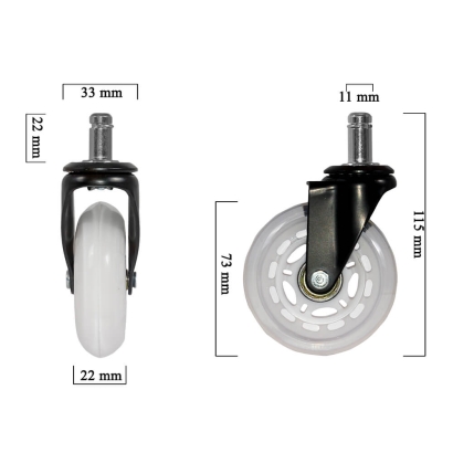 Role silicon pentru scaun de birou – Negru