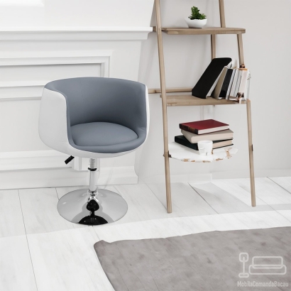 Scaun bar reglabil pe înălțime, rotativ, piele ecologica, gri, ABS 113