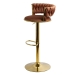 Scaun de bar tapitat cu catifea pivotant si inaltime reglabila cu baza aurie ABS 118 maro