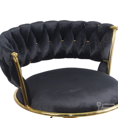 Scaun bar reglabil pe înălțime, rotativ, suport picioare, catifea, negru, ABS 118